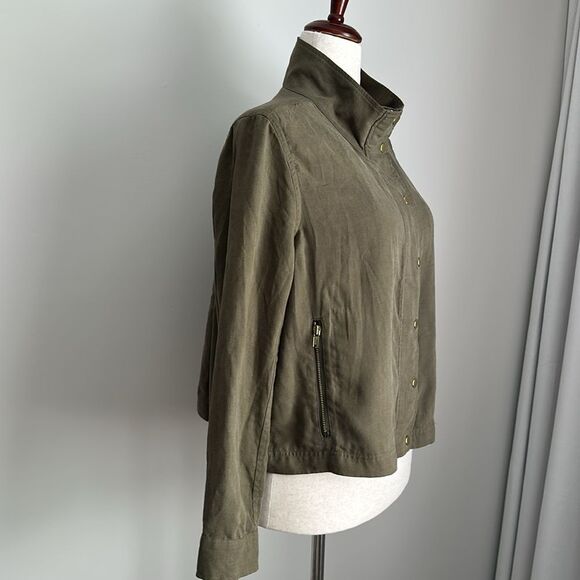 Club Mónaco Women's Green Bomber Moto Lightweight Zip Front Jacket Size M - Picture 6 of 14
